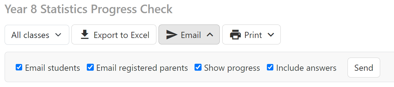 Screenshot of the email feedback feature