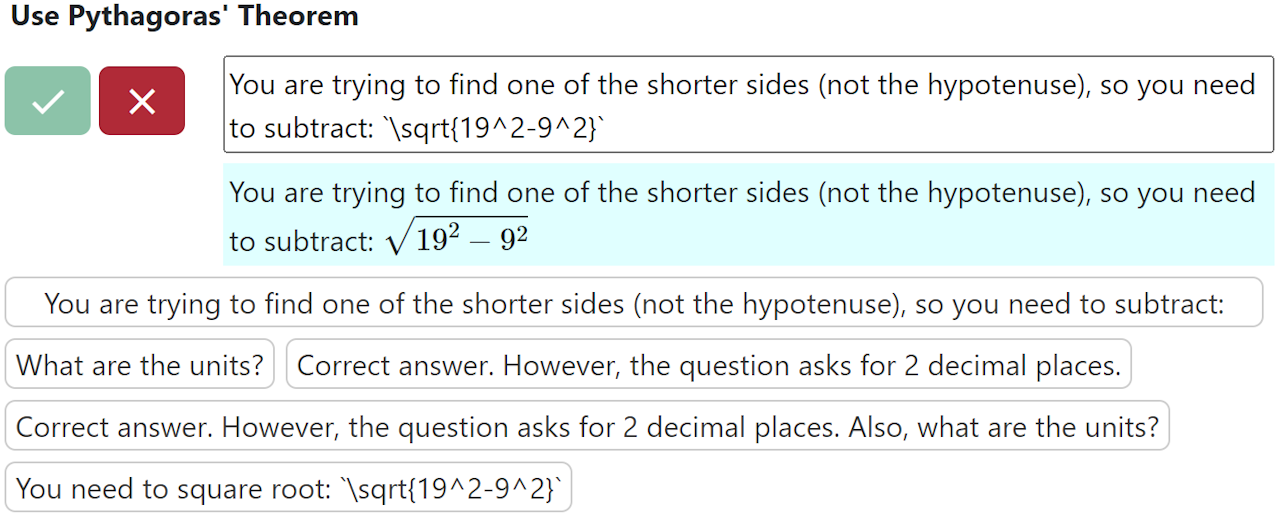 Screenshot of leaving written comments during marking