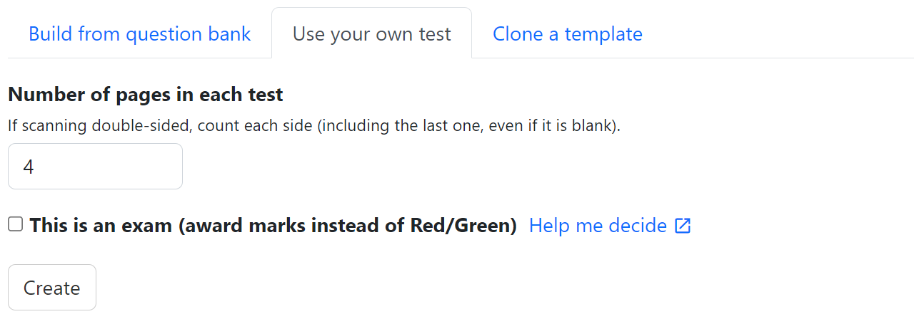 Screenshot of using your own test